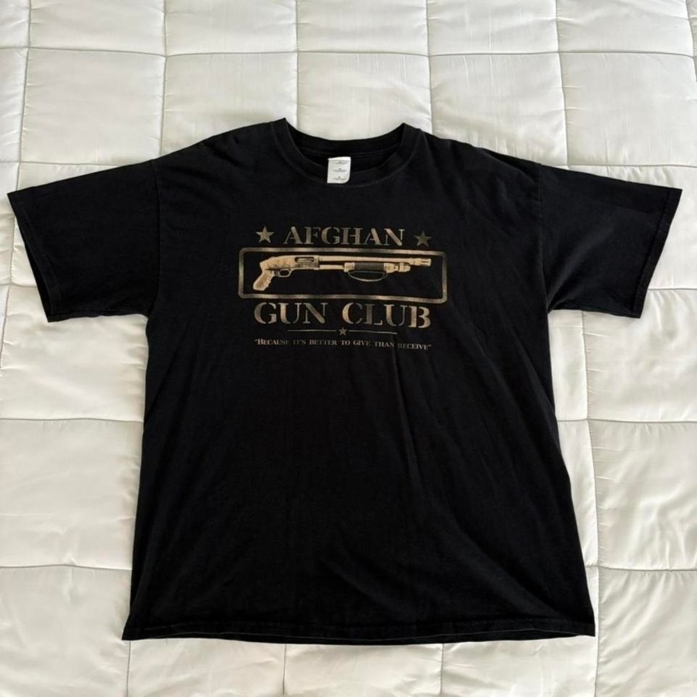 2000s Afghan Gun Club black heavy cotton t-shirt